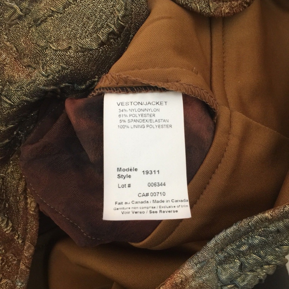 Joseph Ribkoff Jacket Blazer Gold Crinkle Ruched 8 - Picture 5 of 8